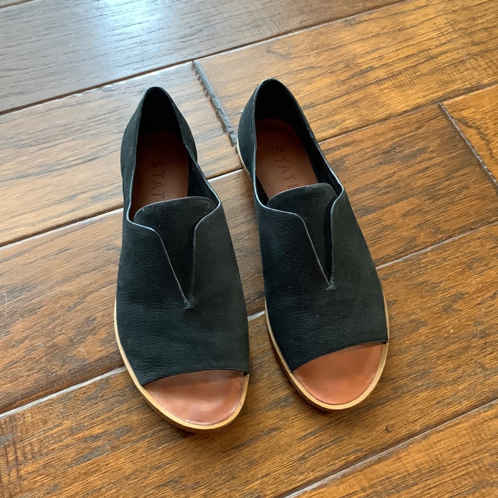 1. State black flats, real leather, worn once, great condition!! Size 8